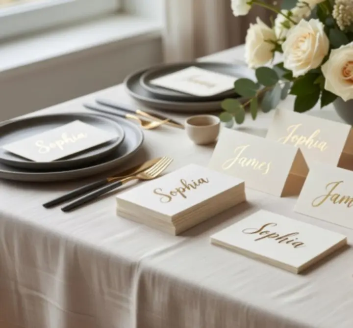 Close-up of carefully coordinated event details