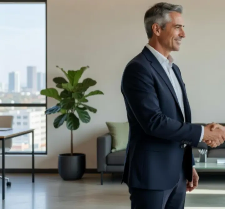 Client and consultant reviewing successful progress together