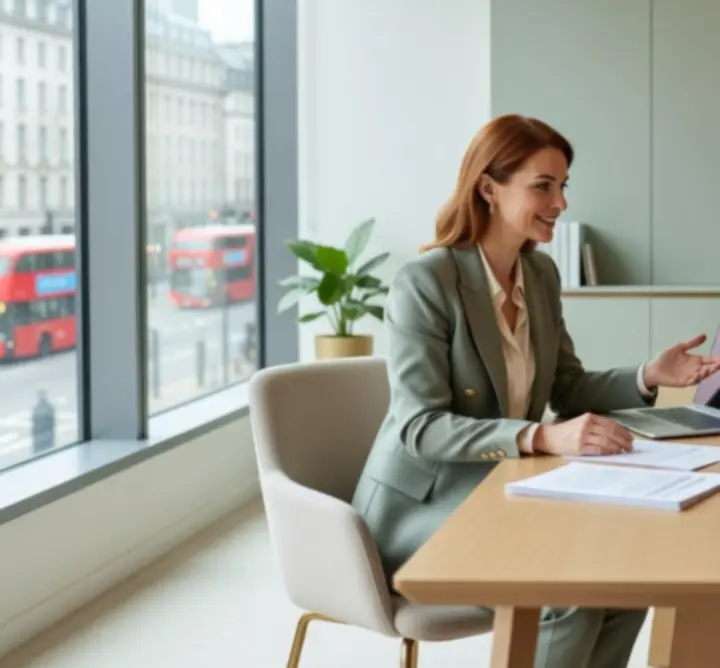 Warm professional consultation in a calm workspace setting