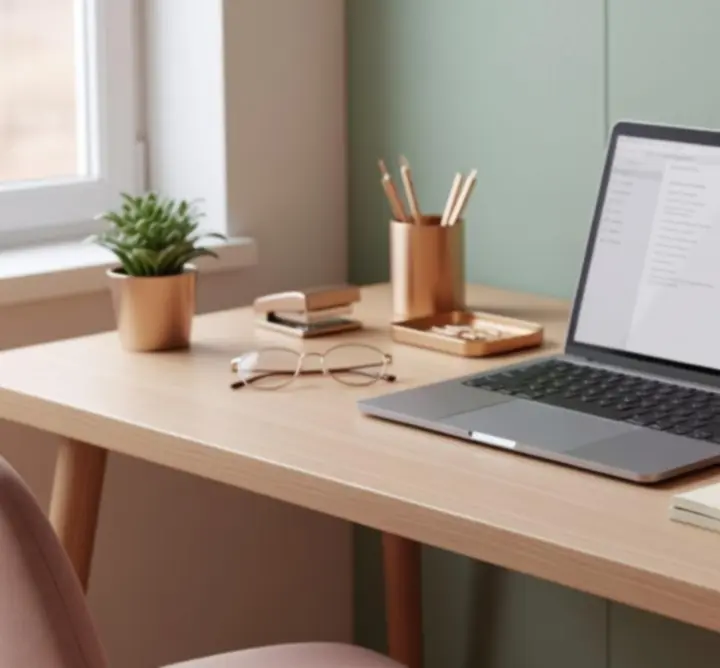 Organised modern workspace prepared for virtual executive support